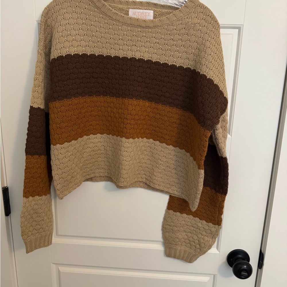 Aubrey Women's Colorblock Sweater - Beige, Brown, and Tan